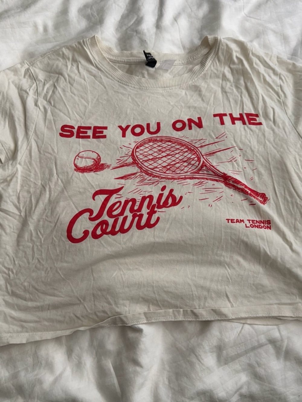 White Graphic T-Shirt with Red Print